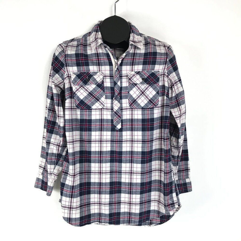 Eddie Bauer Ballard Flannel Popover Top Women's Medium Plaid 100% Cotton Outdoor